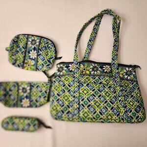 Lot of Vera Bradley Retired Daisy Daisy Print Tote, Cosmetic Bags, Sunglass Case